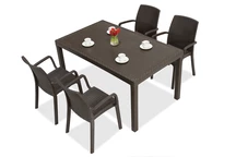 Кафяви мебели от техноратан Houston/Indiana за 4 души