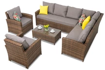 Градински комплект Parma ъглов диван 7 кафяв Garden Point