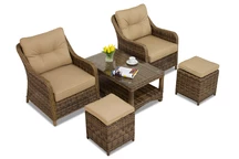 Техноратанов комплект Toledo Terraceс пуфове  кафяви Garden Point