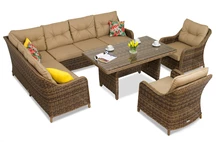 Техноратанов комплект с ъглов диван Toledo Comida 7 кафяв Garden Point