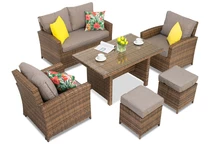 Техноратанови мебели Parma Apetito 4 с кафяви пуфове Garden Point