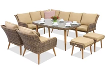 Градински мебели Bilbao Comida 7 + 2 пуфа Garden Point кафяви