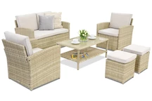 Градински мебели  Monaco Coffee 4 + 2 пуфа Garden Point бежова