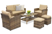 Градински мебели Monaco Coffee 4 + 2 пуфа Garden Point кафяви