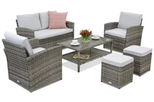 Градински мебели Monaco Coffee 4 + 2 пуфа  Garden Point сиви