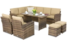Градински мебели Monaco Comida 7 + 2 пуфа Garden Point кафяви
