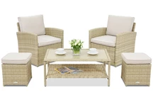 Градински мебели Monaco Terrace + 2 пуфа Garden Point бежова