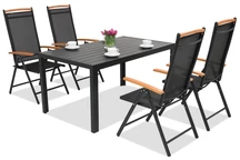 Градински мебели от алуминиев polywood Verona Garden Point за 4 души черни