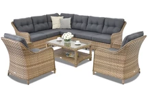 Градински мебели с ъглов диван Toledo Corner 7 Garden Point cappuccino