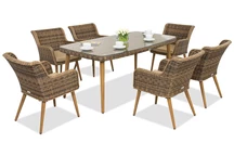 Градинските мебели от техноратан Kordoba на Garden Point за 6 души, кафяви 