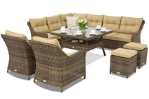 Техноратанови градински мебели Toledo Comida 7 с 2 пуфа Garden Point кафяви