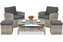 Градински мебели Monaco Terrace + 2 пуфа Garden Point светлосиви