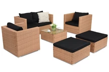 Градински мебели от техноратан Roma Coffee 4 + 2 пуфа Garden Point меден цвят