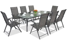 Метални мебели за градина Modena/Rosario за 8 души, с голяма маса 200 cm Garden Point, антрацит
