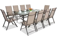 Трапезни мебели от стомана Modena/Rosario за 10 души с голяма маса 200 cm Garden Point, кафяви