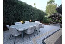 Ексклузивен трапезен комплект с голяма маса Cordoba за 12 човека Garden Point бял