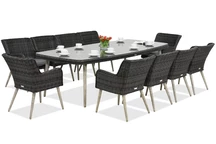 Ексклузивен трапезен комплект с голяма маса Cordoba за 10 човека Garden Point антрацит