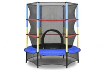 Градински батут Mini с вътрешна мрежа 140 cm Jump Hero, синьо-жълт
