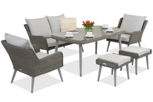 Градински мебели Bilbao Apetito 4 + 2 пуфа Garden Point сиви