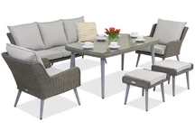 Градински мебели  Bilbao Apetito 5 + 2 пуфа Garden Point сиви