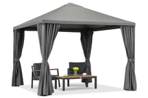 Антрацитен градински павилион със завеси Мадрид 3 x 3 м Garden Point