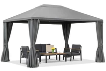 Антрацитен градински павилион със завеси Мадрид 3 x 4 м Garden Point