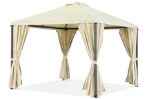 Бежов градински павилион със завеси Мадрид 3 x 4 Garden Point