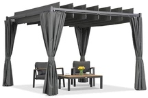 Антрацитна пергола за тераса Malaga 3х4 м с пердета Garden Point