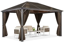 Градинска беседка Milos 3x4m с кафяви завеси Garden Point