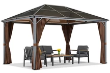 Градинска беседка Milos 3x4m с кафяви завеси Garden Point
