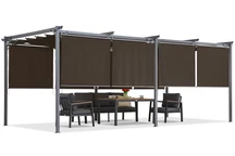 Кафява пергола за тераса с ролетни щори La Palma 3x6 Garden Point