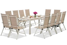 Алуминиева градинска мебел с голяма маса Polywood Verona за 12 души Garden Point beige