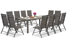 Градинска мебел Garden Point от сив алуминий с голяма маса Polywood Verona за 12 души