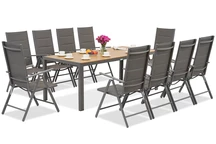 Градинска мебел Garden Point от сив алуминий с голяма маса Verona Wood за 10 души