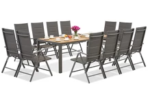 Градинска мебел Garden Point от сив алуминий с голяма маса Verona Wood за 12 души