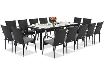 Градинска мебел от техникоратан Milan за 14 души с голяма маса Garden Point black