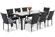 Градинска мебел от техникоратан Milan за 8 души с голяма маса Garden Point black