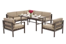 Холна гарнитура с ъглов диван за 4 души Porto Comida 6 brown Garden Point