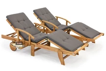 Комплект от два дървени шезлонга с възглавници Коста Рика Garden Point