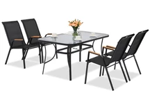 Метална градинска мебел Modena/Bitonto за 4 души с малка маса Garden Point black