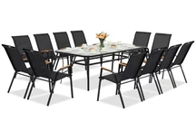 Метални градински мебели Modena/Bitonto за 12 души с голяма маса Garden Point black