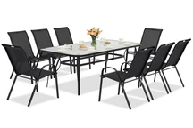 Метални градински мебели Modena за 8 души с голяма маса Garden Point black