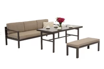 Porto Apetito Comfort 3 комплект градински мебели с пейка кафяв Garden Point