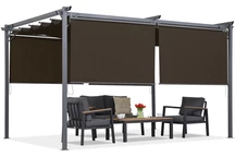 Кафява пергола за тераса с ролетни щори La Palma 4x4m Garden Point