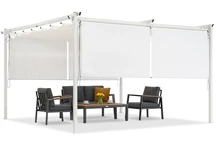Бяла пергола за тераса с ролетни щори La Palma 4x4m Garden Point