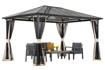 Модерна градинска беседка Santiago 4x3m с мрежа против комари Garden Point beige