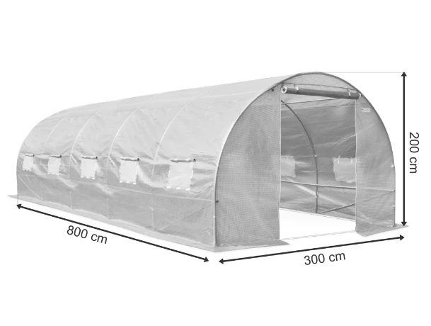 Wymiary produktu Политунел с метална конструкция 3х8м бял - 300x800x200